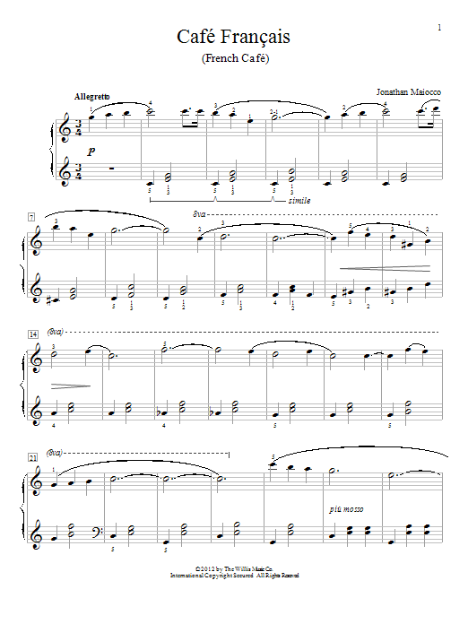 Jonathan Maiocco Cafe Francais (French Cafe) Sheet Music