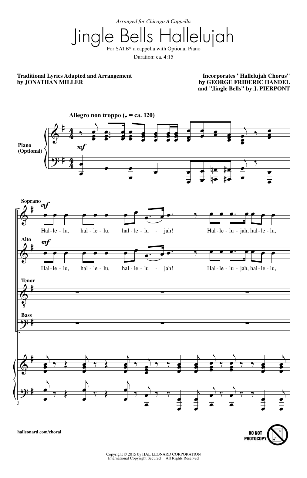Jonathan Miller Jingle Bell Hallelujah Sheet Music