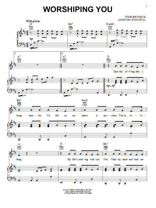 Jonathan Stockstill Worshiping You Sheet Music