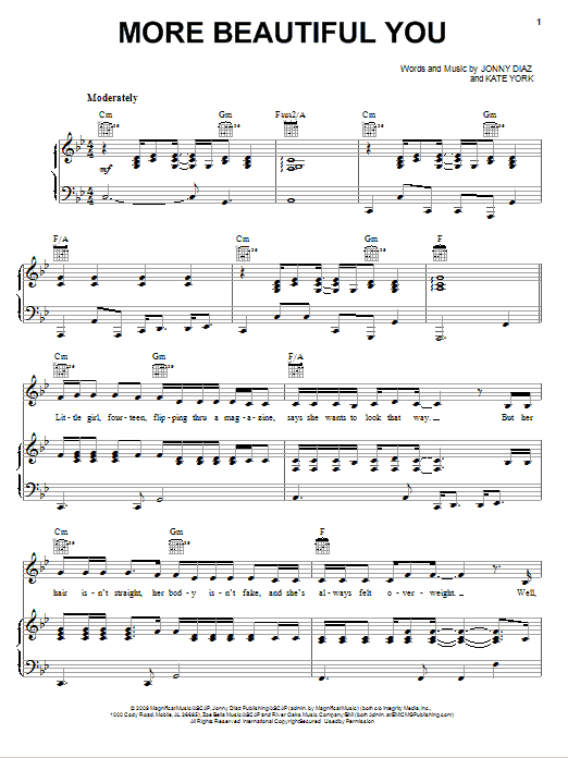 Jonny Diaz More Beautiful You Sheet Music