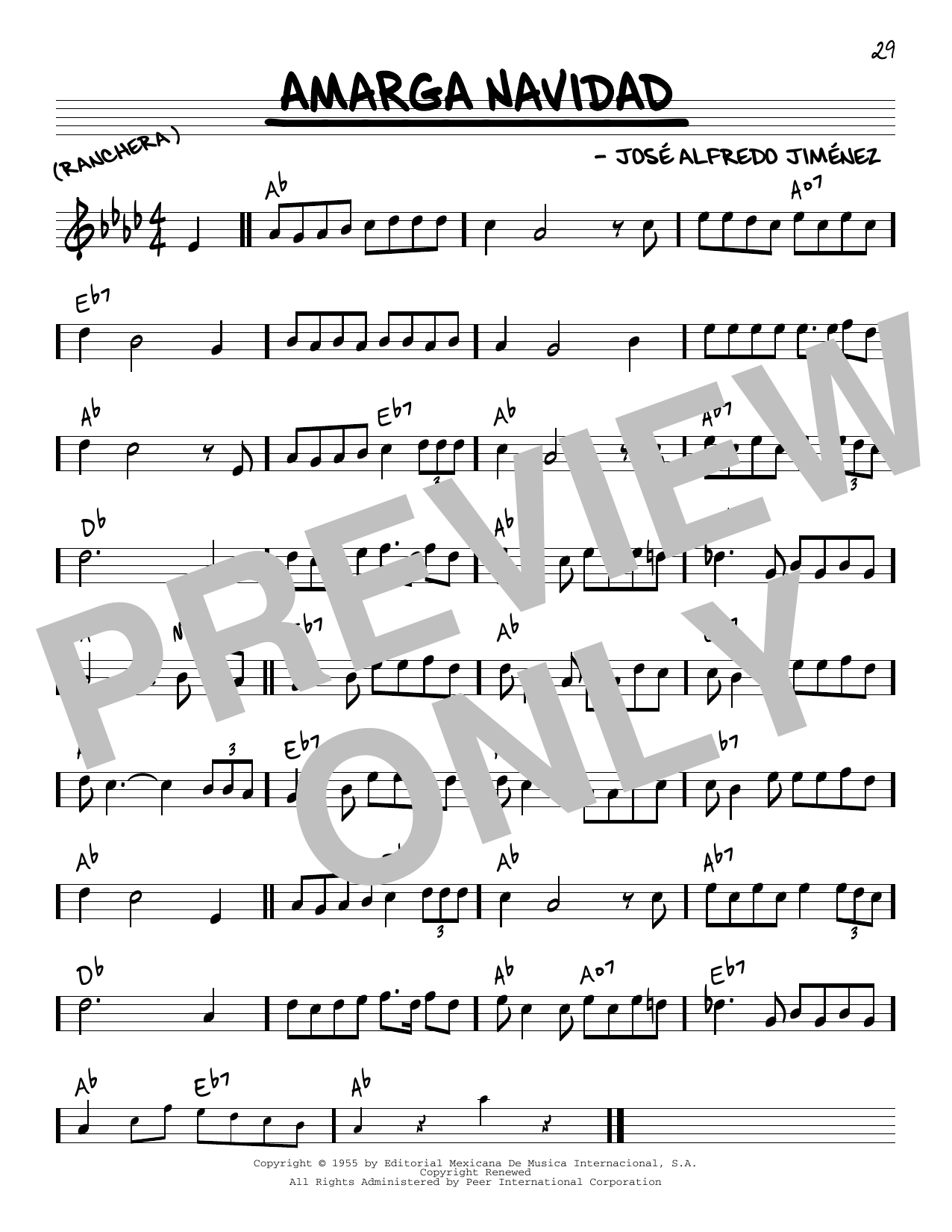 Jose Alfredo Jimenez Amarga Navidad Sheet Music