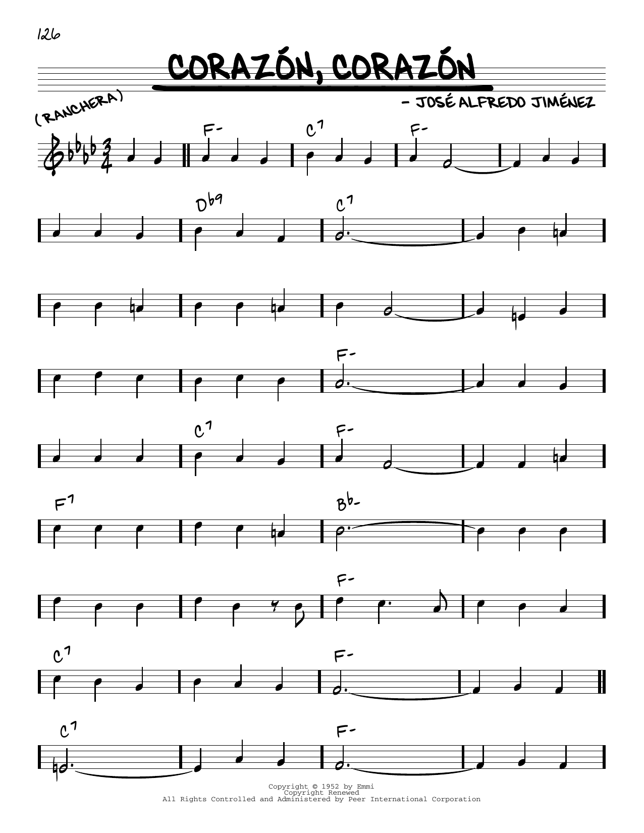 José Alfredo Jimenez Corazon Corazon Sheet Music