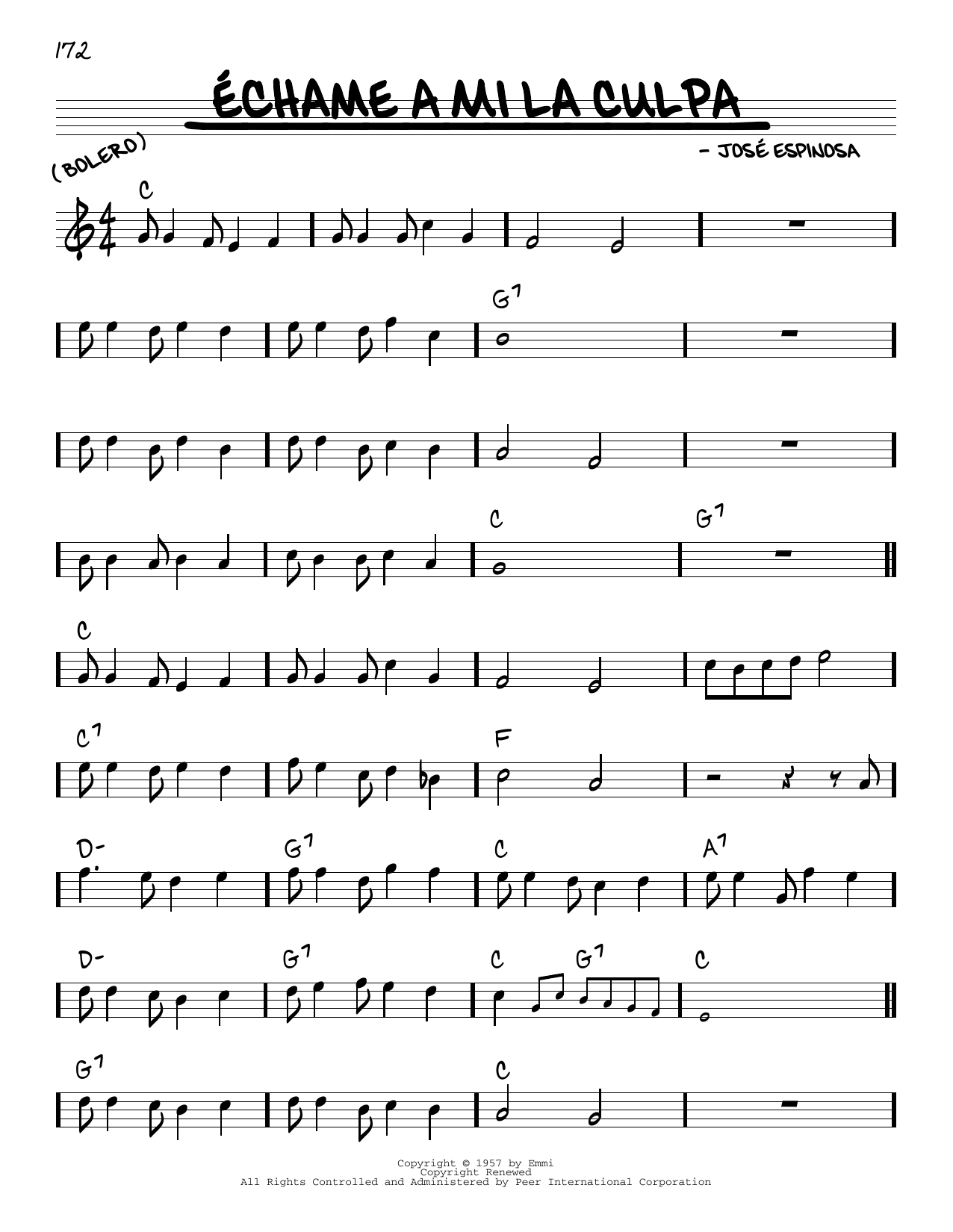 José Espinosa Echame A Mi La Culpa Sheet Music