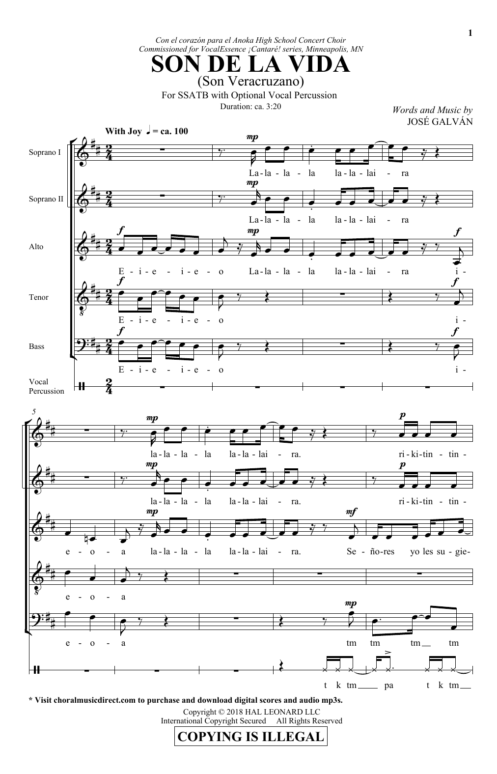 Jose Galvan Son De La Vida Sheet Music