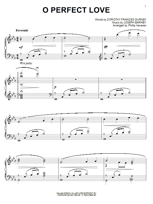 Joseph Barnby O Perfect Love (arr. Phillip Keveren) Sheet Music