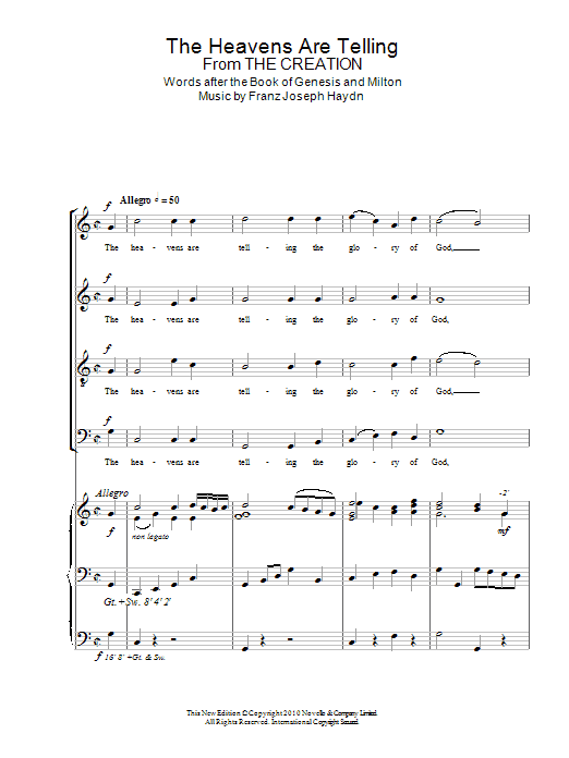Joseph Haydn The Heavens Are Telling Sheet Music