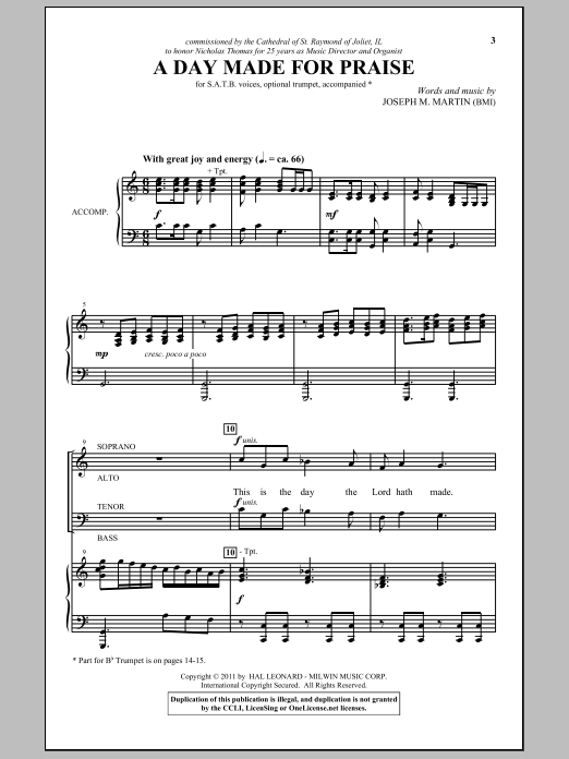 Joseph M. Martin A Day Made For Praise Sheet Music