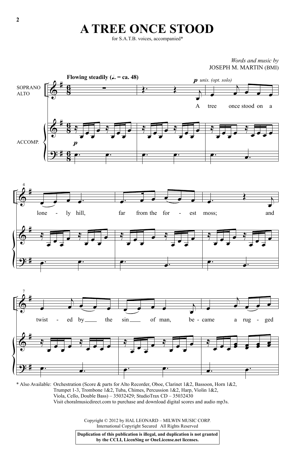 Joseph M. Martin A Tree Once Stood Sheet Music