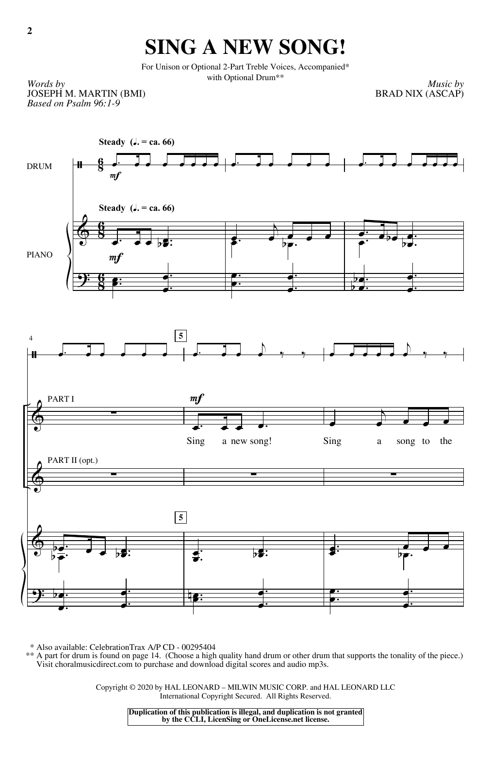Joseph M. Martin and Brad Nix Sing A New Song! Sheet Music