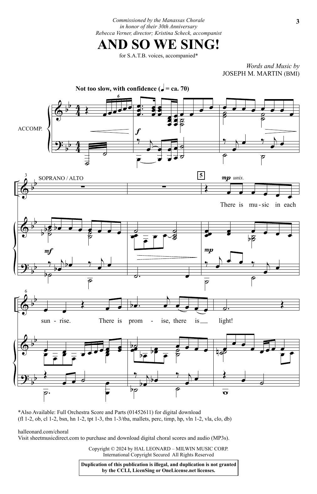 Joseph M. Martin And So We Sing! Sheet Music