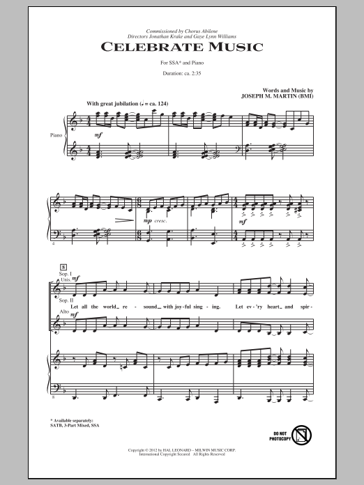 Joseph M. Martin Celebrate Music Sheet Music