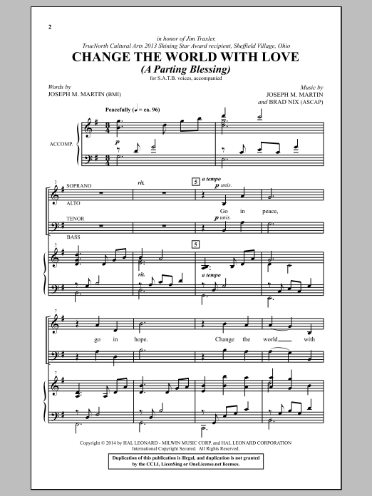 Joseph M. Martin Change The World With Love (A Parting Blessing) Sheet Music