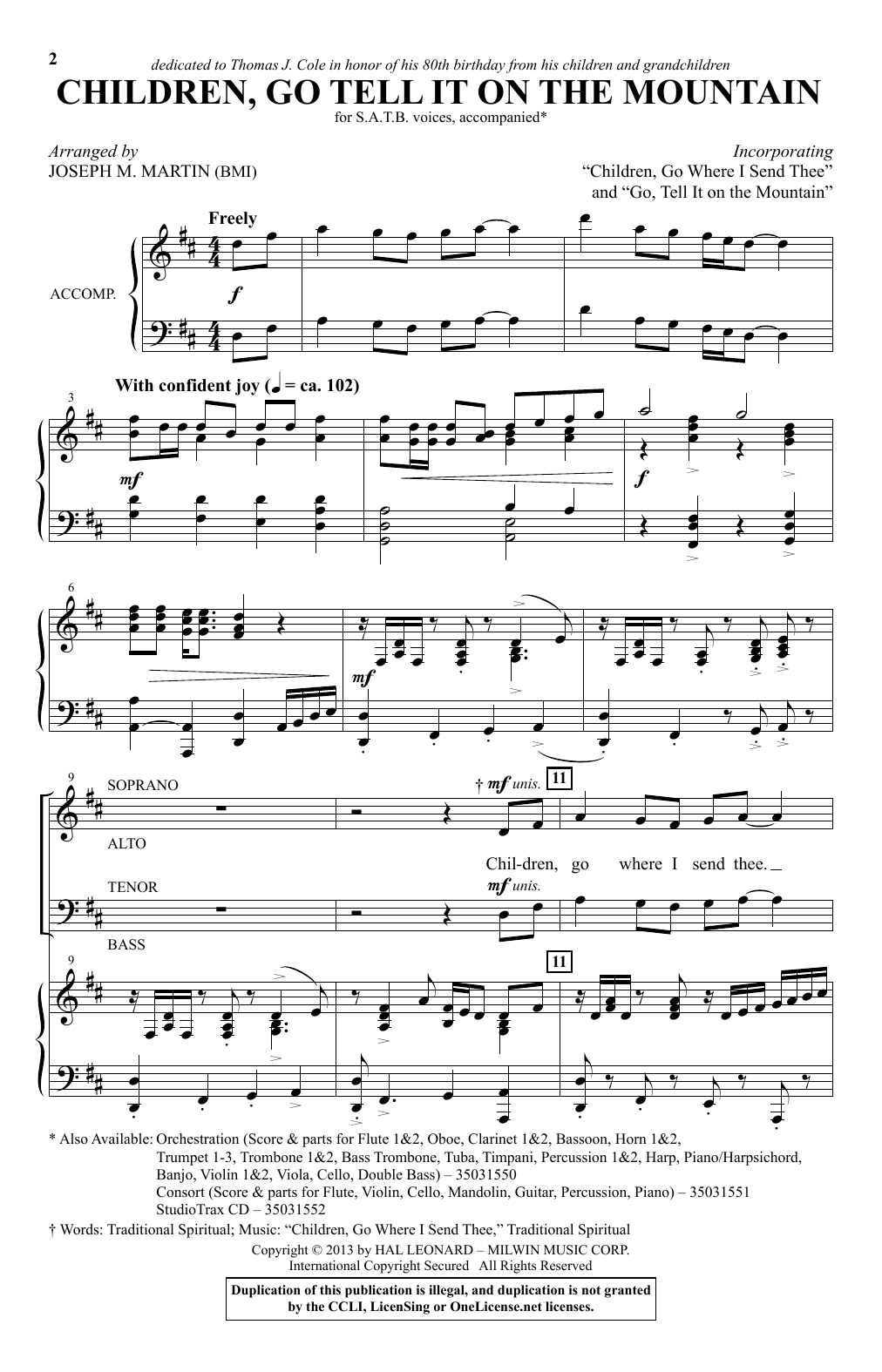 Joseph M. Martin Children, Go Tell It On The Mountain Sheet Music