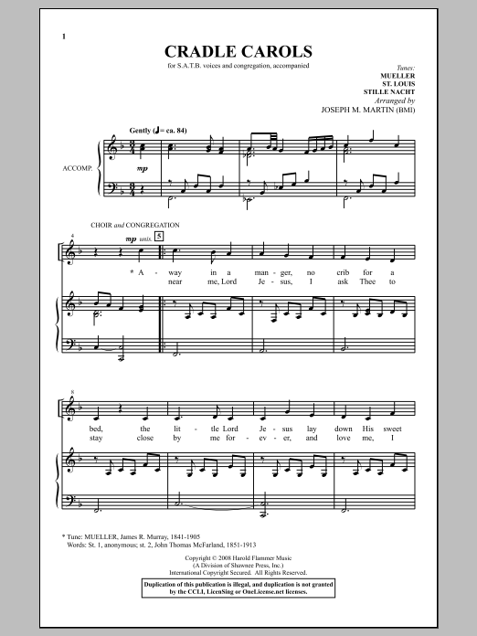 Joseph Martin Cradle Carols (from Carols For Choir And Congregation) Sheet Music