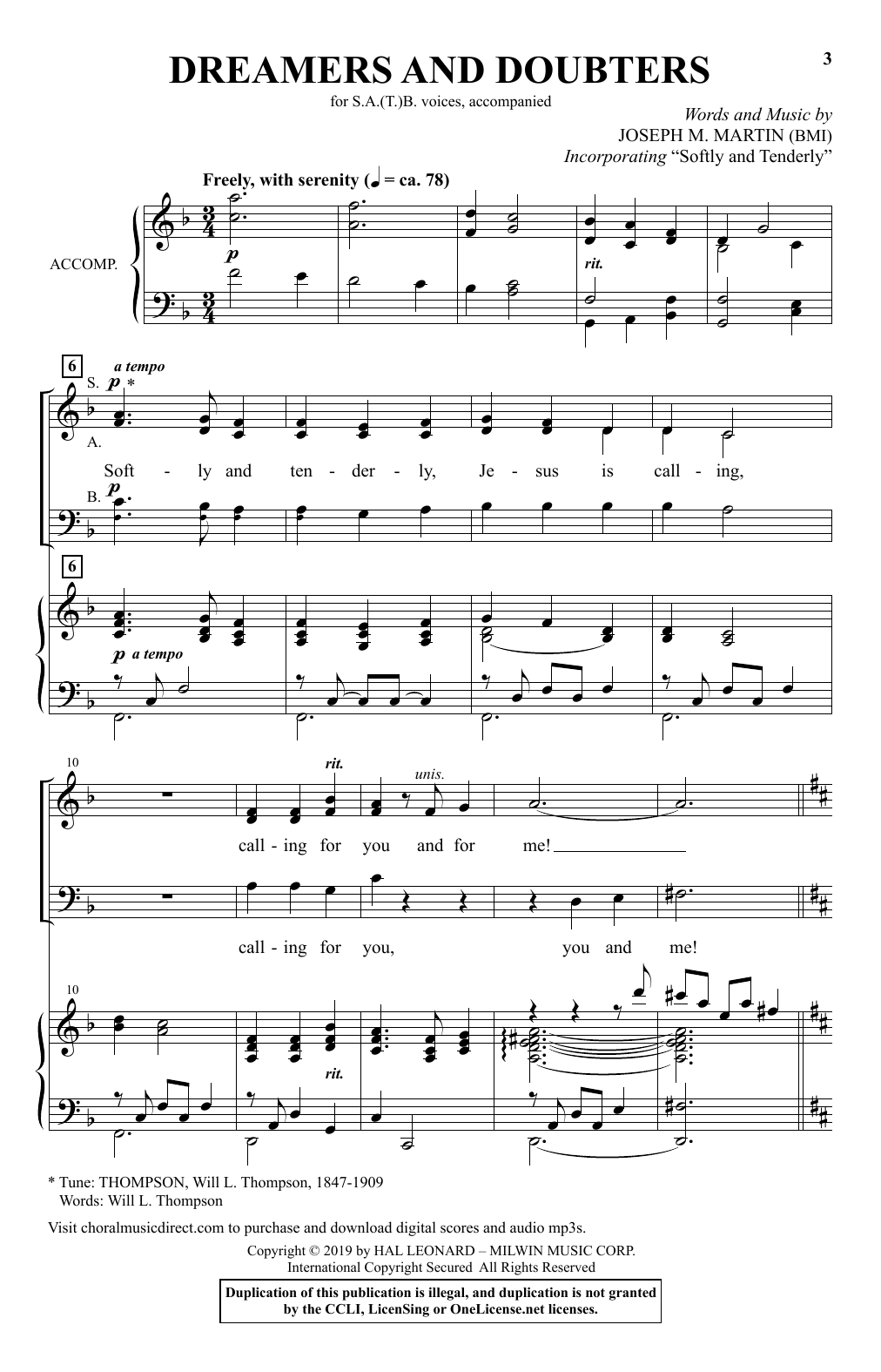 Joseph M. Martin Dreamers And Doubters Sheet Music