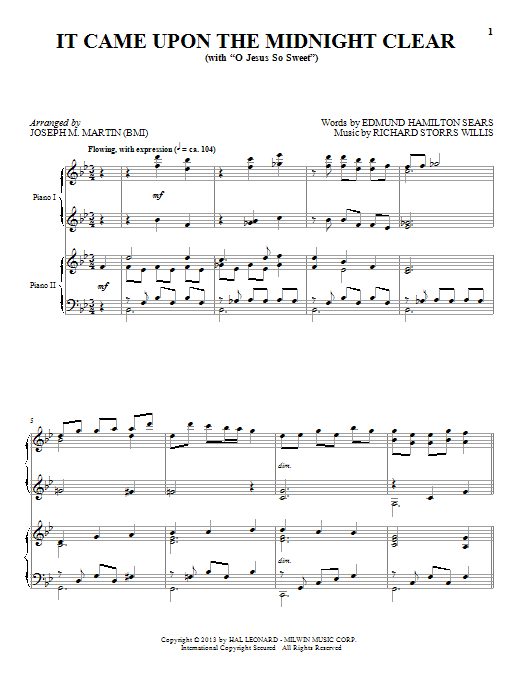 Joseph M. Martin It Came Upon The Midnight Clear Sheet Music