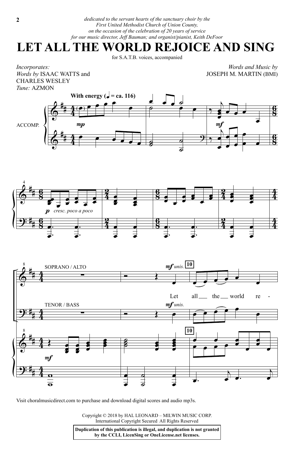 Joseph M. Martin Let All The World Rejoice And Sing Sheet Music