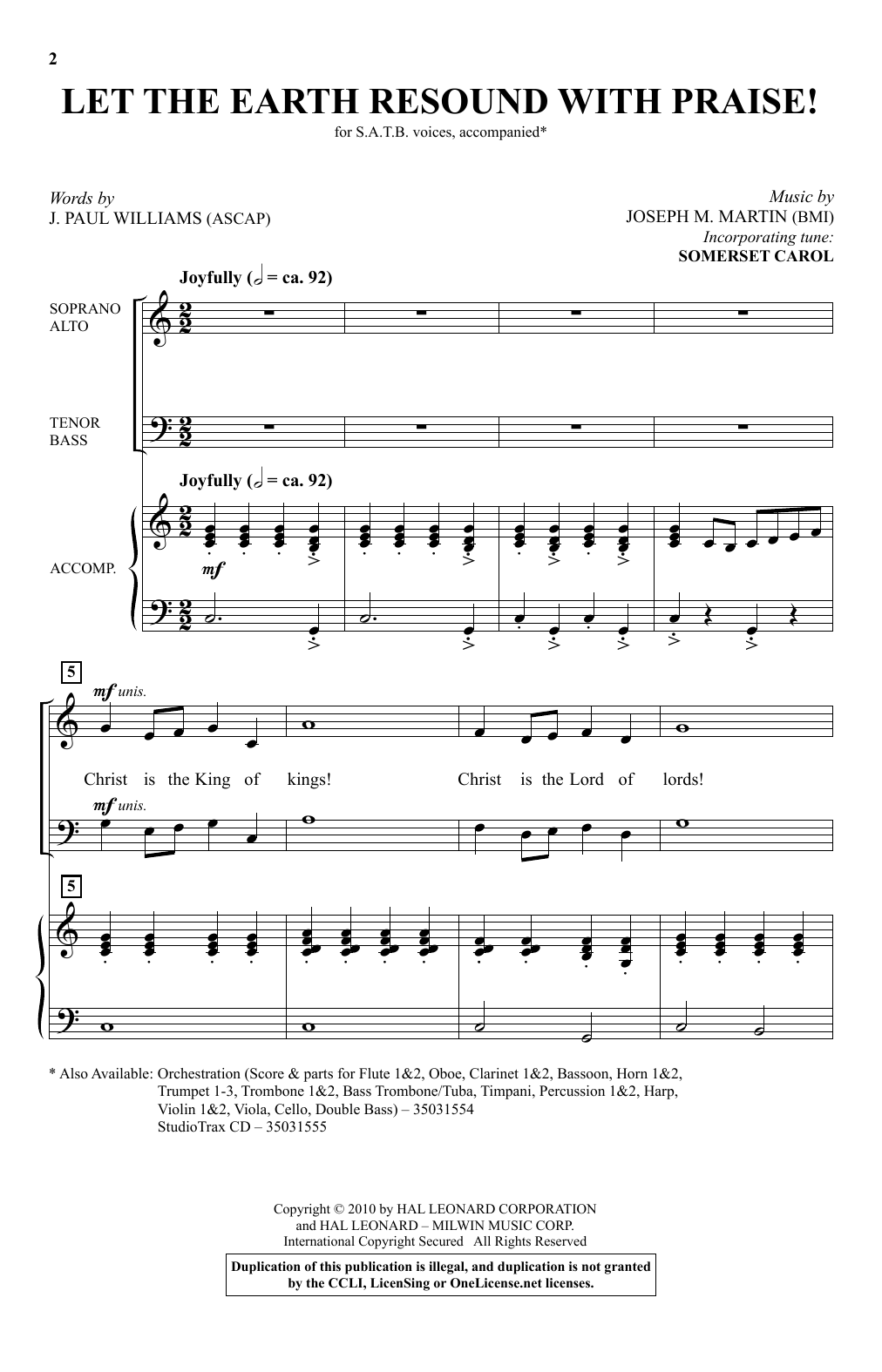 Joseph M. Martin Let The Earth Resound With Praise! Sheet Music