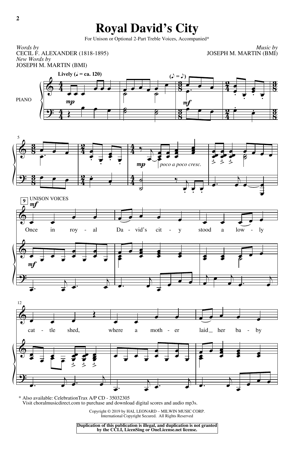 Joseph M. Martin Royal David's City Sheet Music