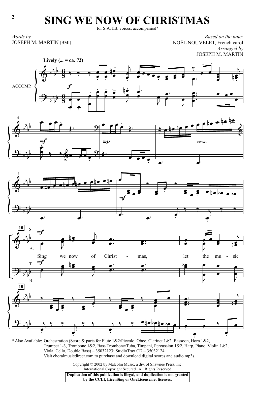 Joseph M. Martin Sing We Now Of Christmas Sheet Music