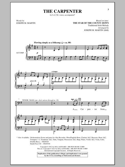 Joseph M. Martin The Carpenter Sheet Music