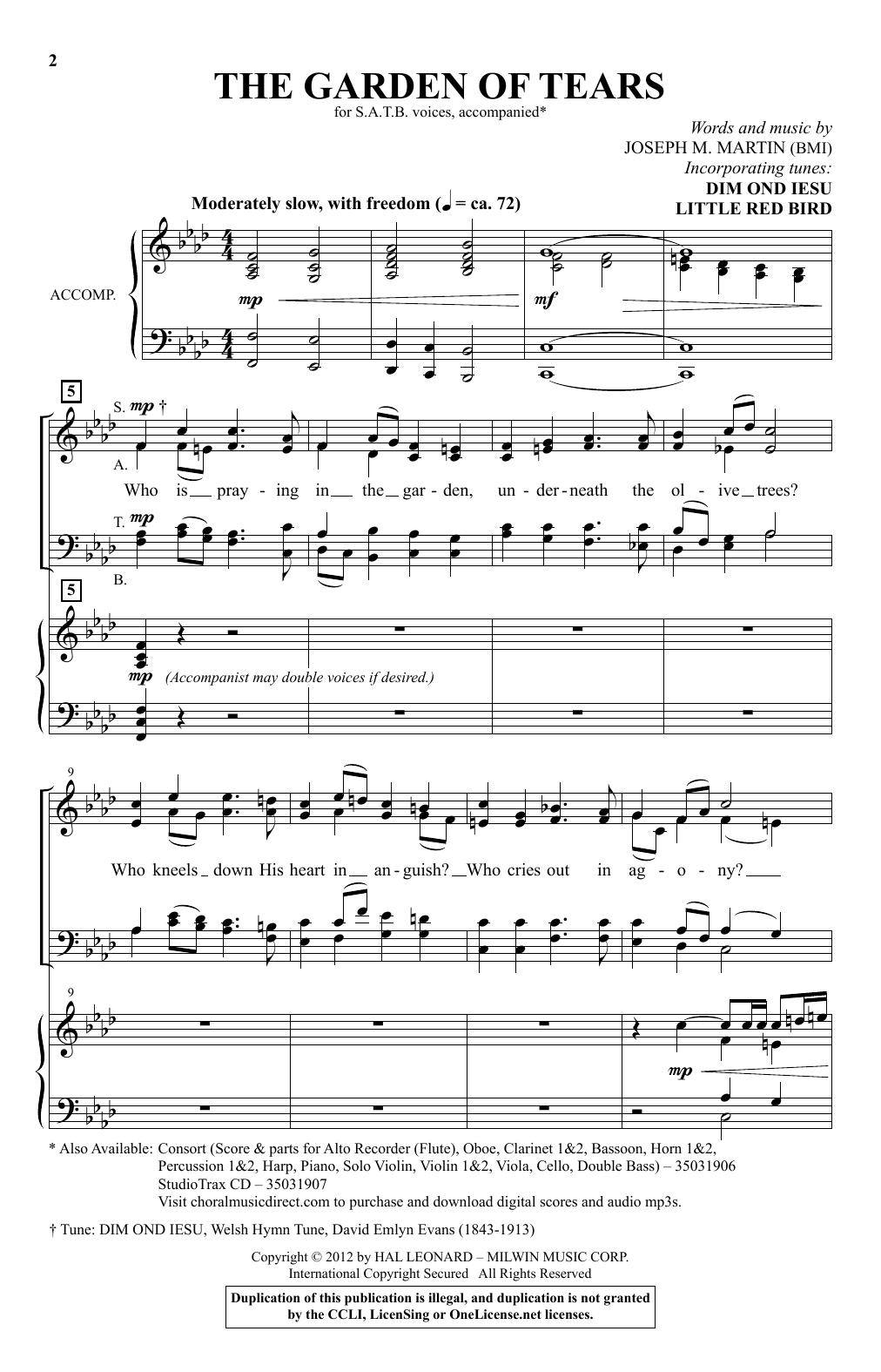 Joseph M. Martin The Garden Of Tears Sheet Music