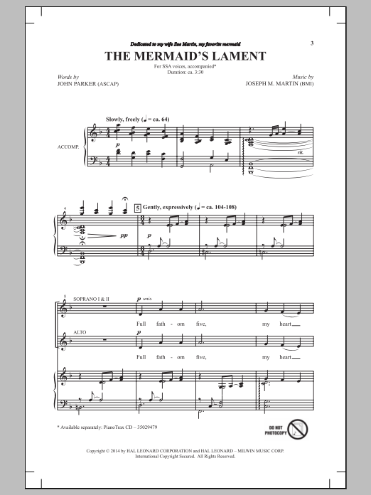 Joseph M. Martin The Mermaid's Lament Sheet Music