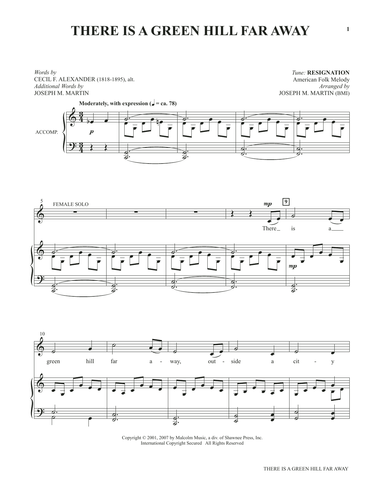 Joseph M. Martin There Is A Green Hill Far Away (from Voices Together: Duets for Sanctuary Singer Sheet Music