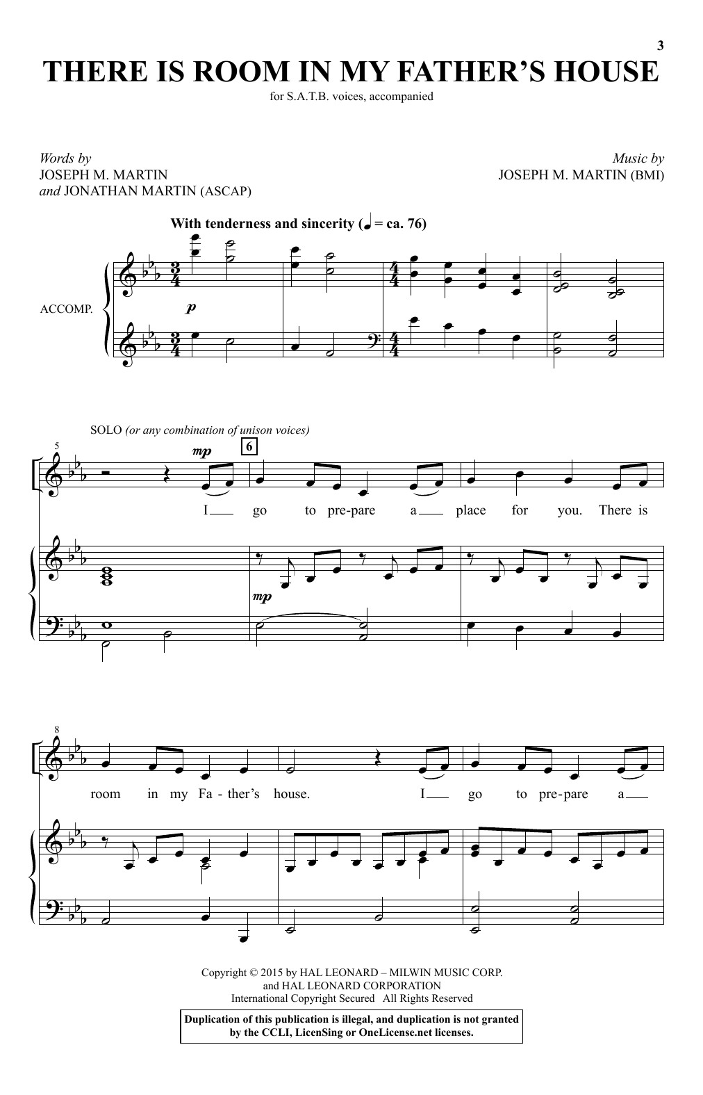Joseph M. Martin There Is Room In My Father's House Sheet Music