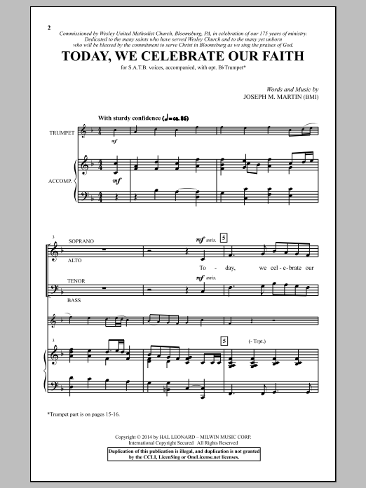 Joseph M. Martin Today, We Celebrate Our Faith Sheet Music