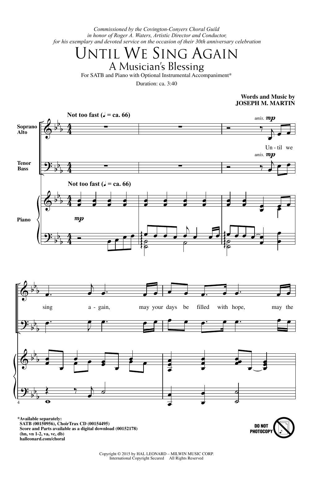 Joseph M. Martin Until We Sing Again (A Musician's Blessing) Sheet Music