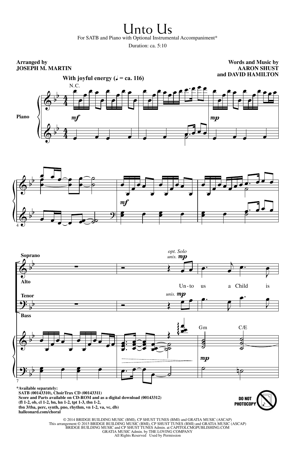 Joseph M. Martin Unto Us Sheet Music
