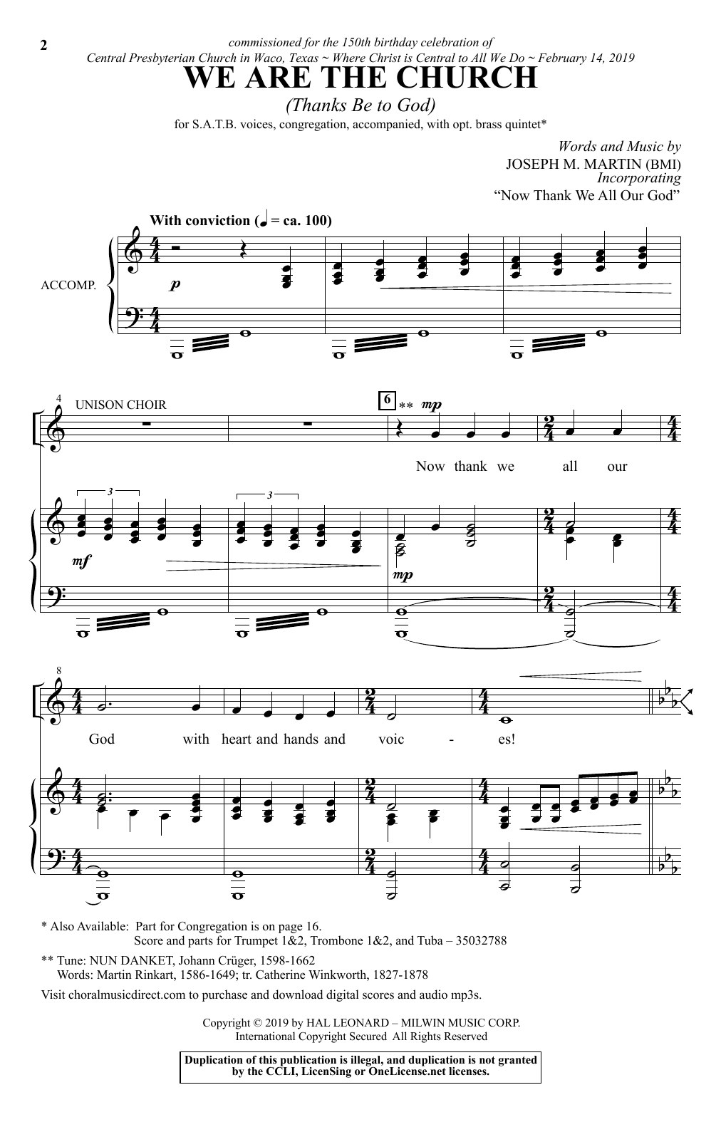 Joseph M. Martin We Are The Church (Thanks Be To God) Sheet Music