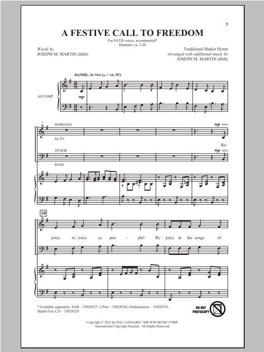 Joseph Martin A Festive Call To Freedom Sheet Music