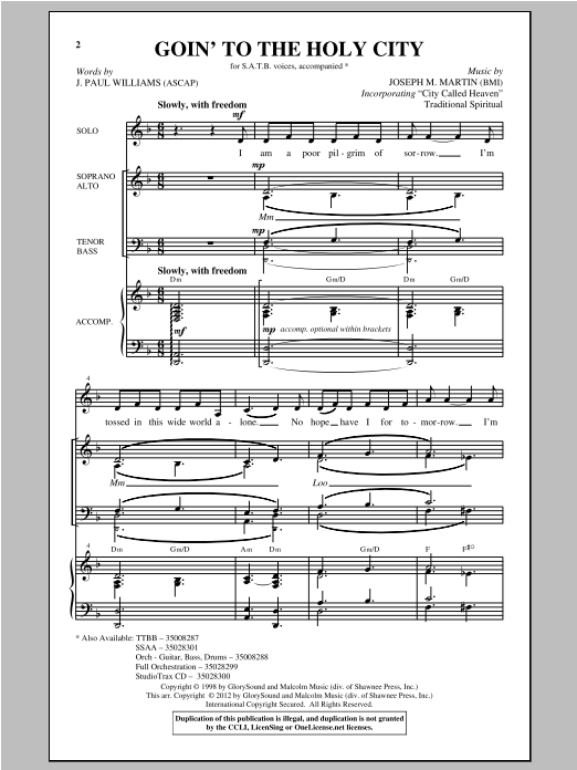Joseph Martin Goin' To The Holy City Sheet Music