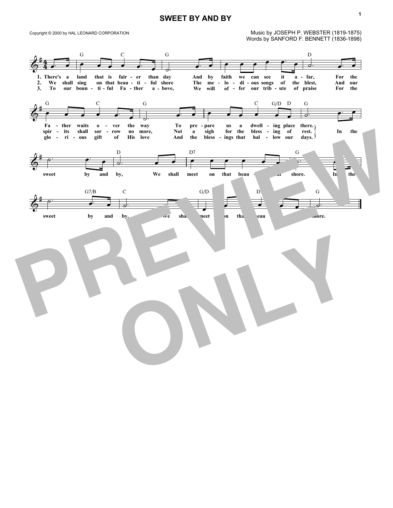 Joseph P. Webster Sweet By And By Sheet Music