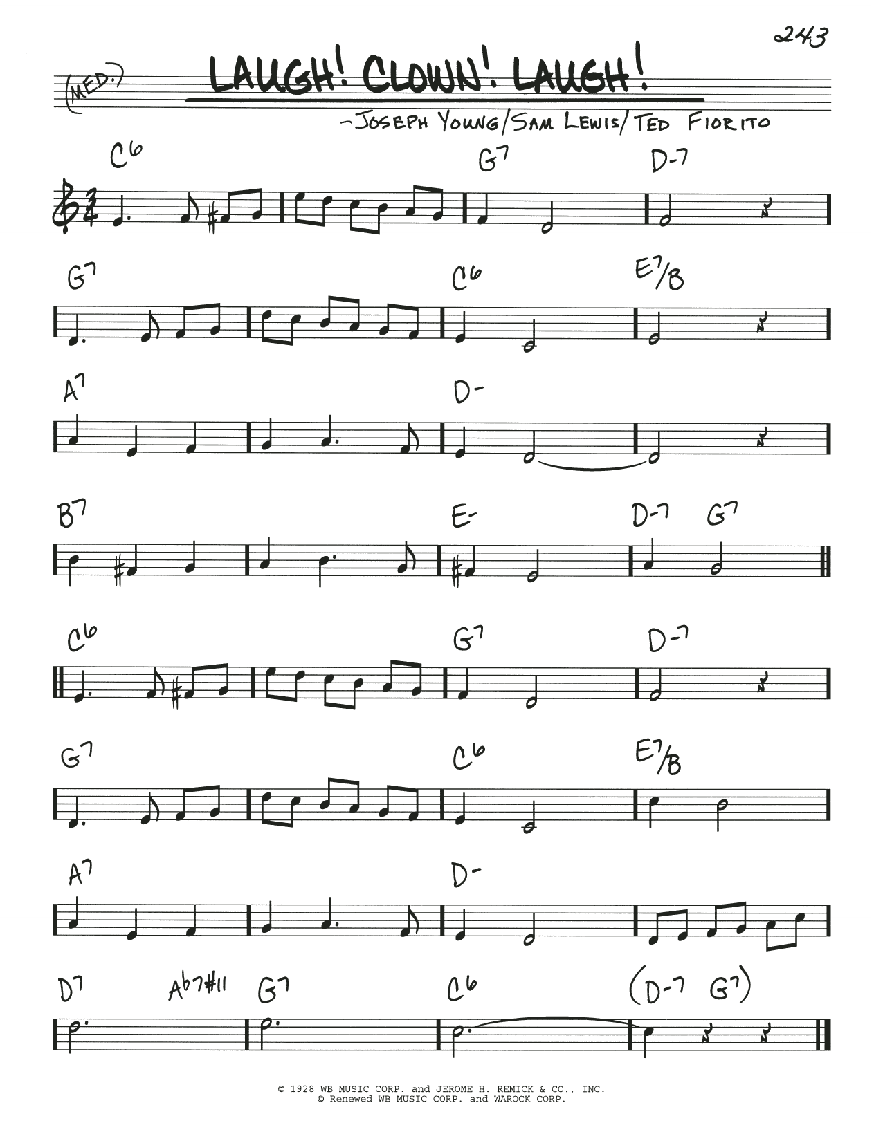 Joseph Young Laugh! Clown! Laugh! Sheet Music