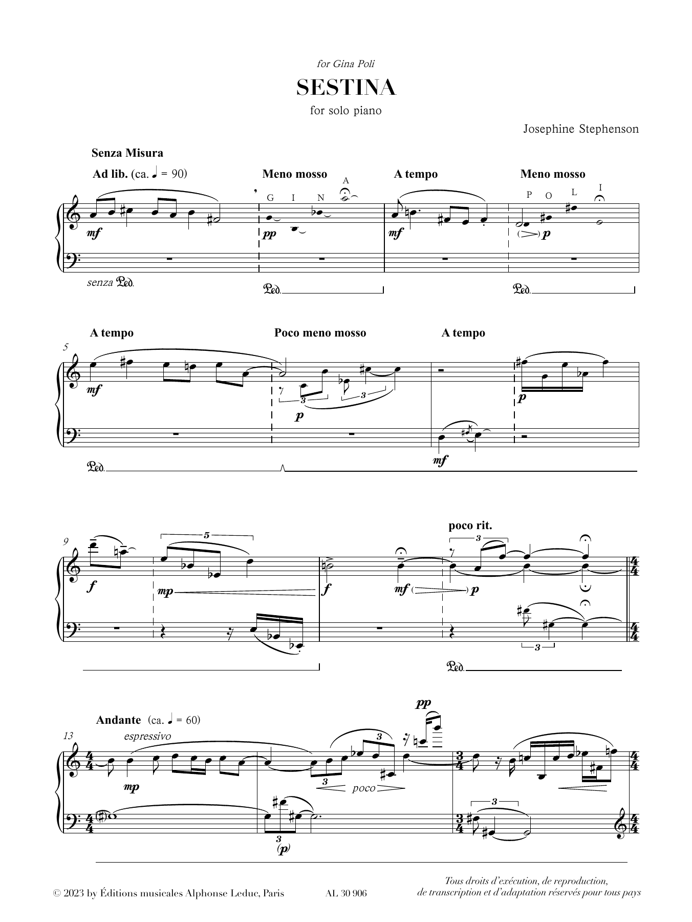 Josephine Stephenson Sestina Sheet Music