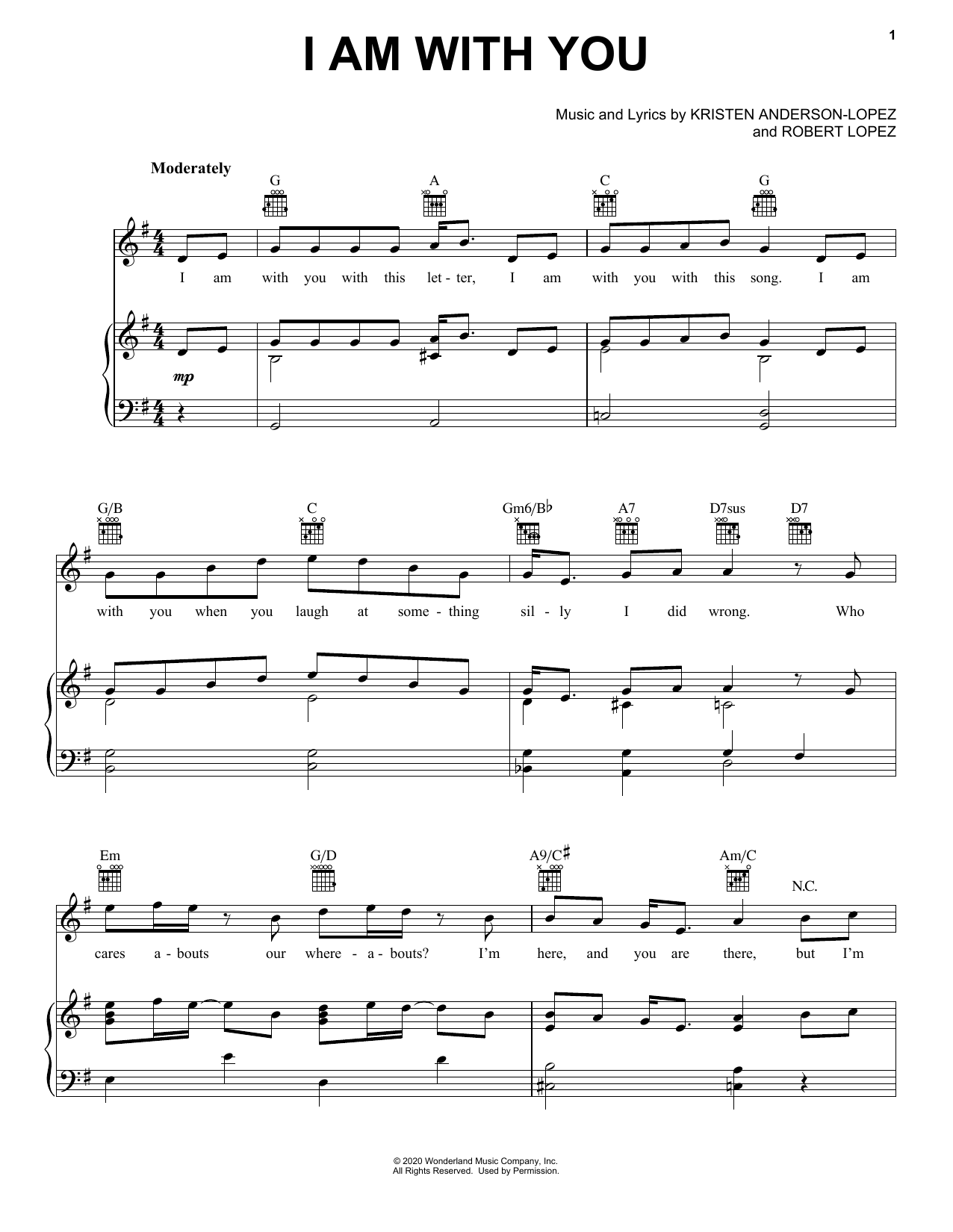 Josh Gad I Am With You (from Disney's At Home with Olaf) Sheet Music
