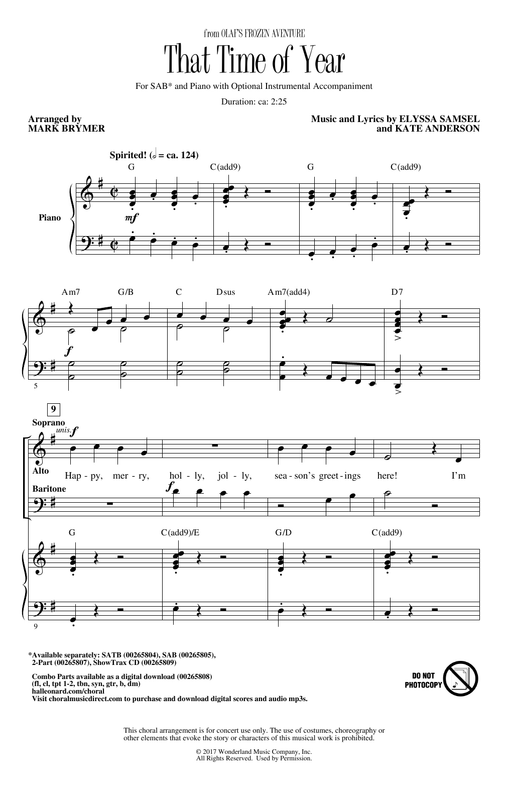 Josh Gad, Idina Menzel & Kristen Bell That Time Of Year (arr. Mark Brymer) Sheet Music