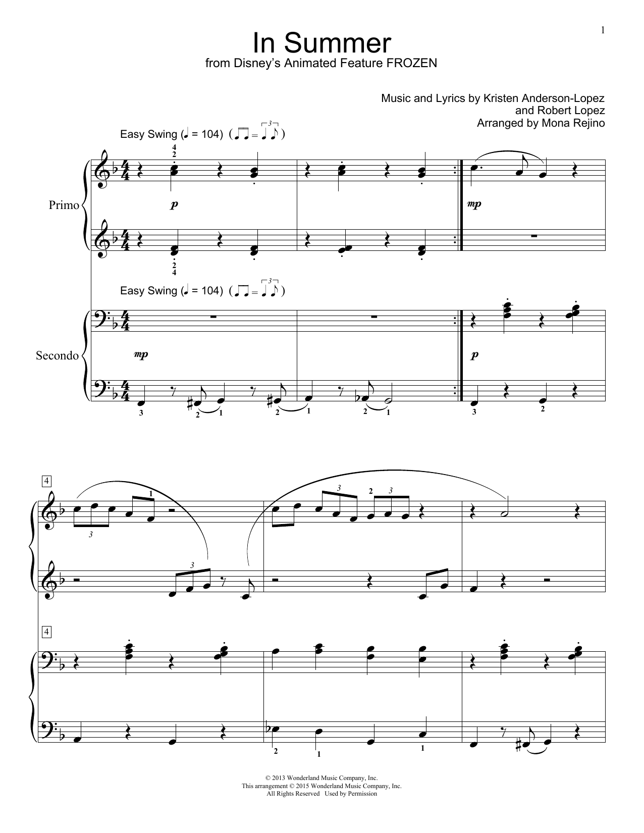 Josh Gad In Summer (from Frozen) (arr. Mona Rejino) Sheet Music