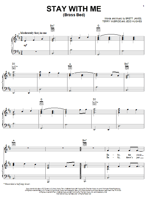 Josh Gracin Stay With Me (Brass Bed) Sheet Music