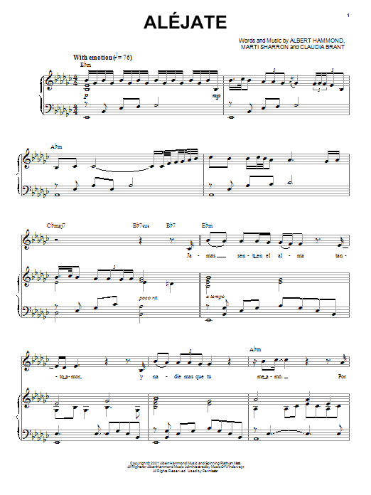 Josh Groban Alejate Sheet Music