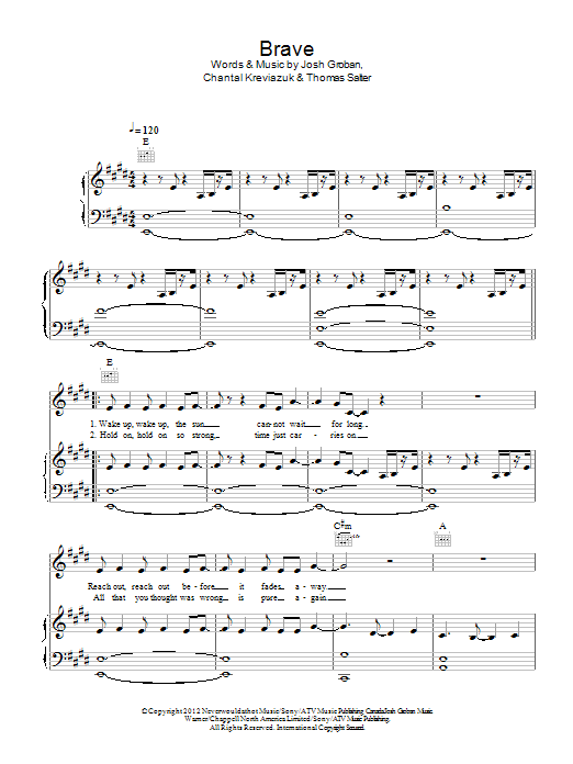 Josh Groban Brave Sheet Music