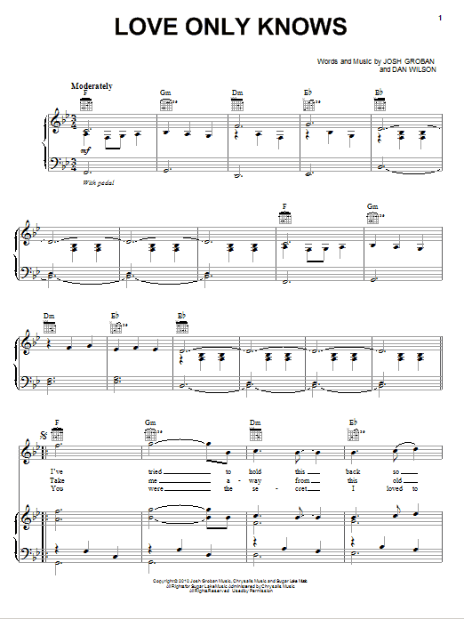 Josh Groban Love Only Knows Sheet Music