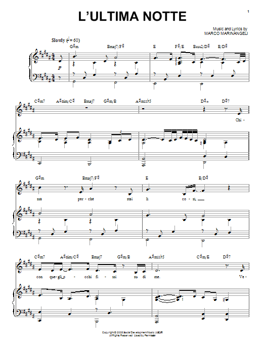 Josh Groban L'Ultima Notte Sheet Music