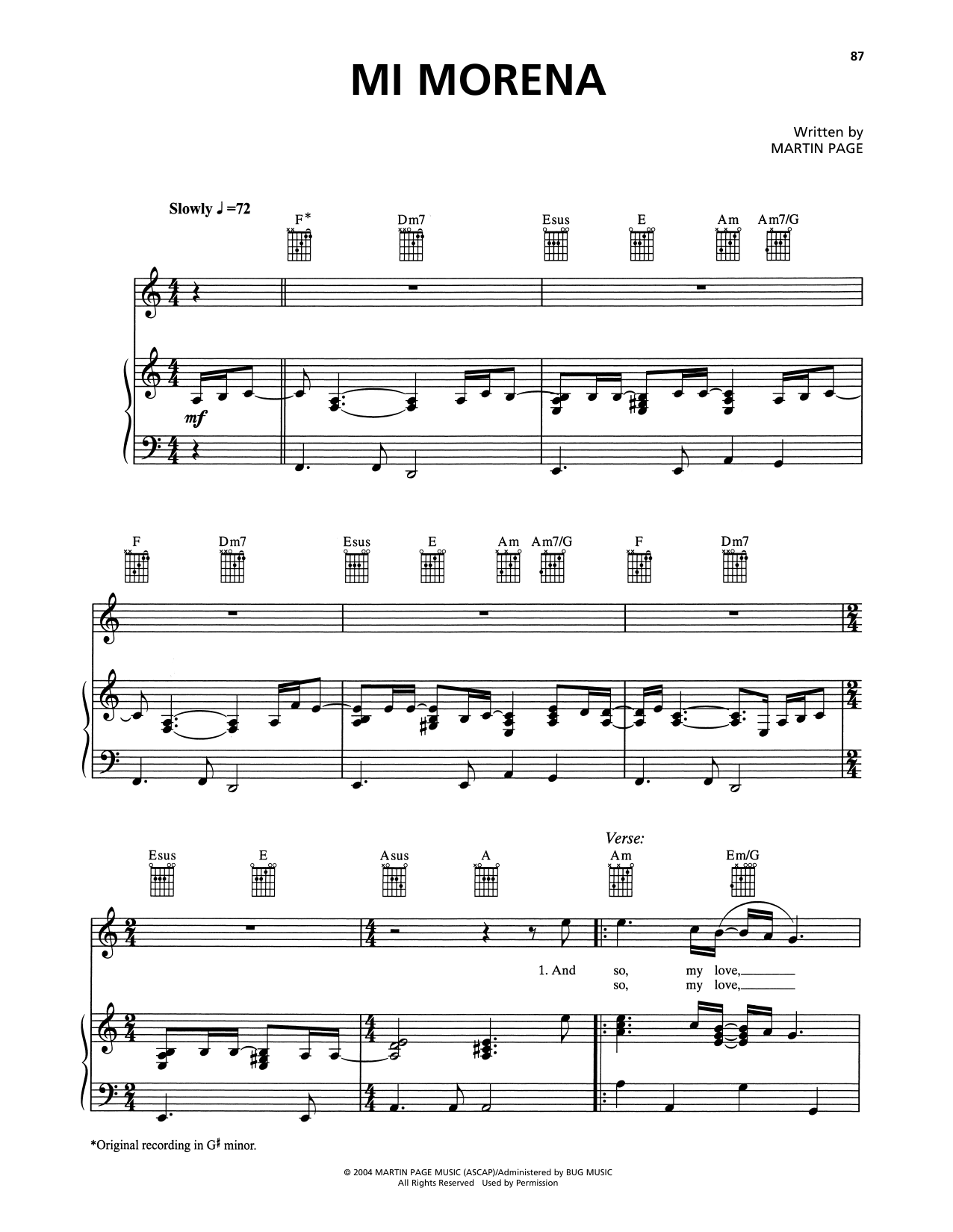 Josh Groban Mi Morena Sheet Music