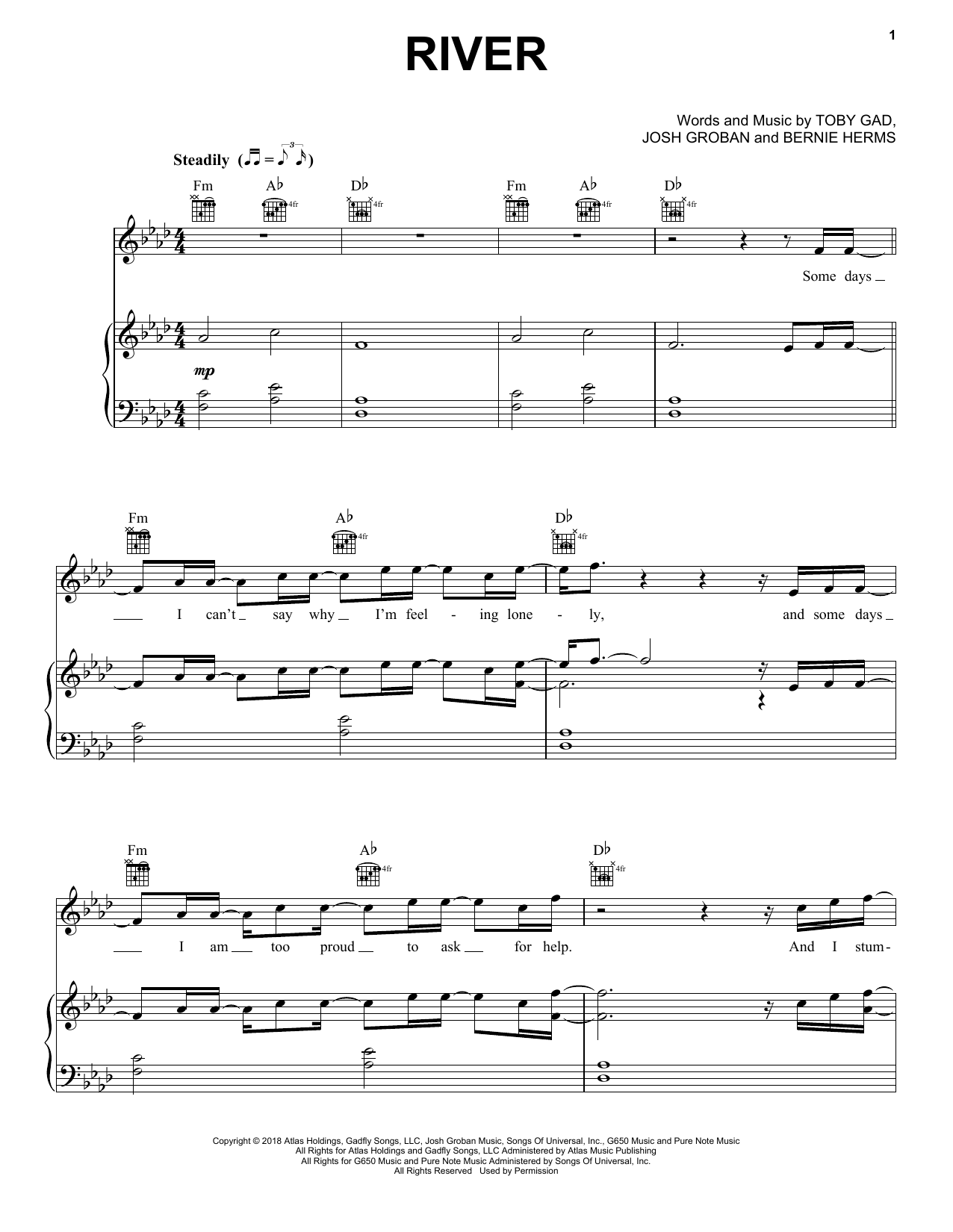Josh Groban River Sheet Music