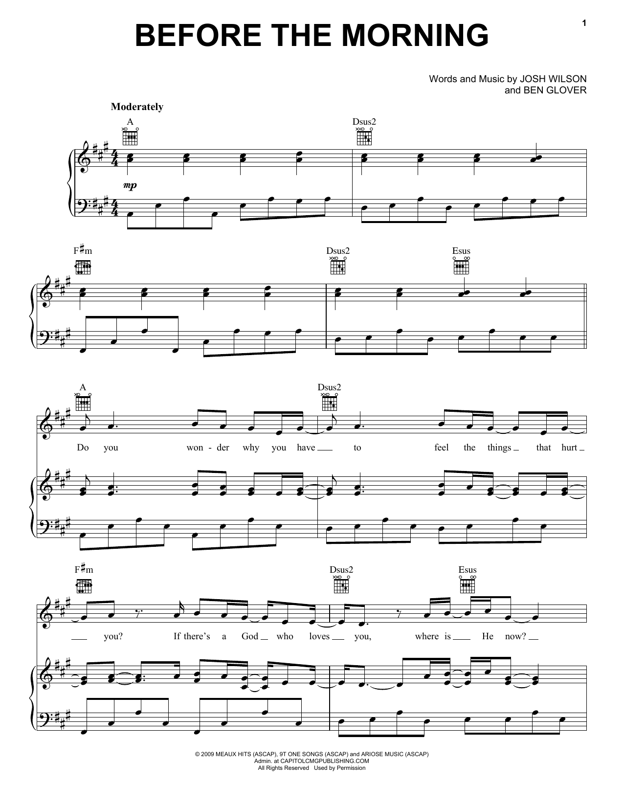 Josh Wilson Before The Morning Sheet Music