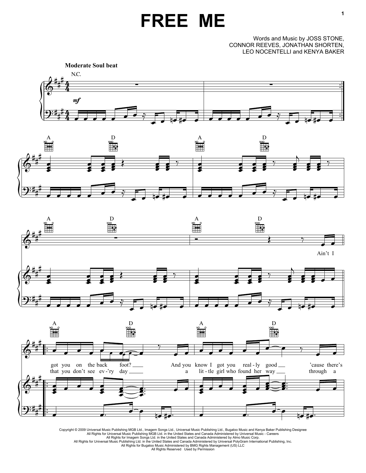 Joss Stone Free Me Sheet Music